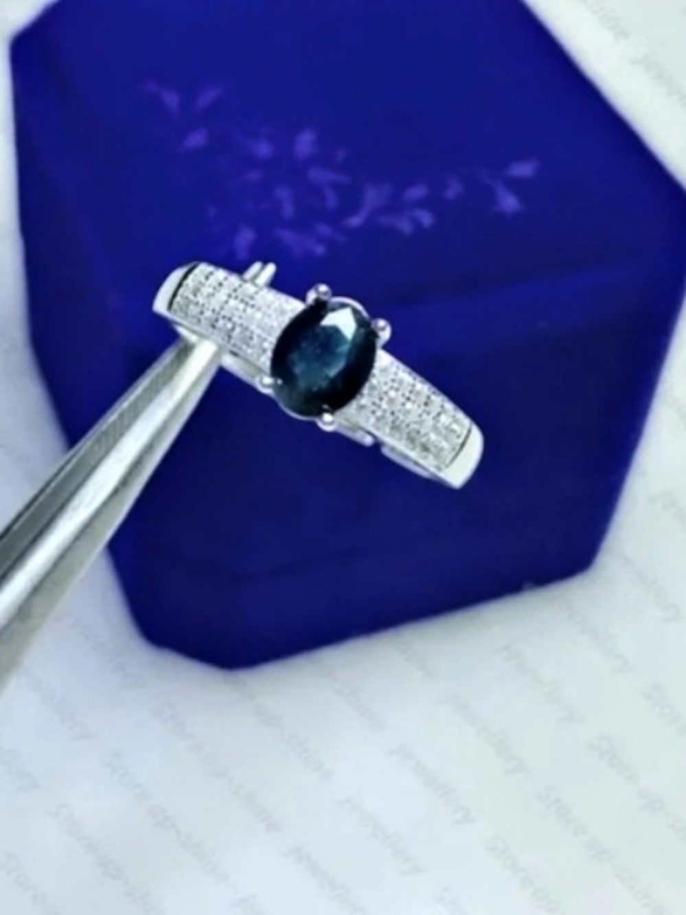 Blue Oval Sapphire Ring
